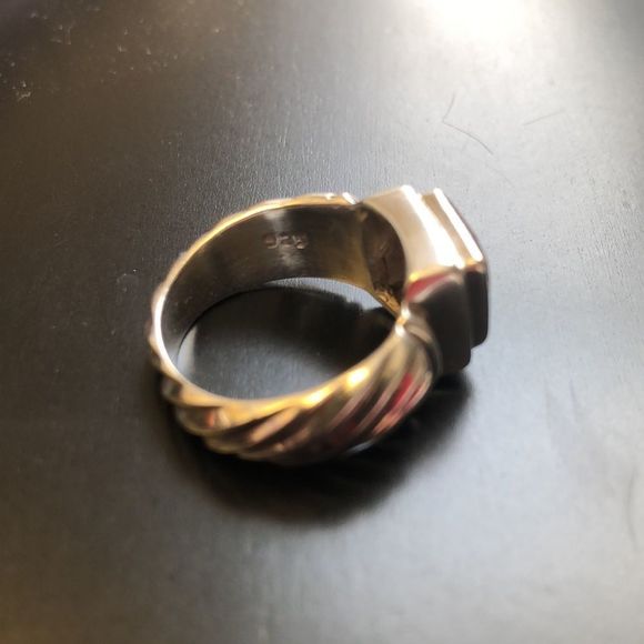 Vintage Sterling Silver Cushion Cut Faceted Citrine Ring - Picture 10 of 13